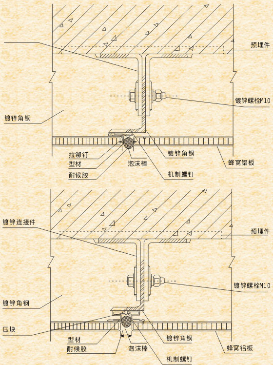 铝蜂窝板安装节点图